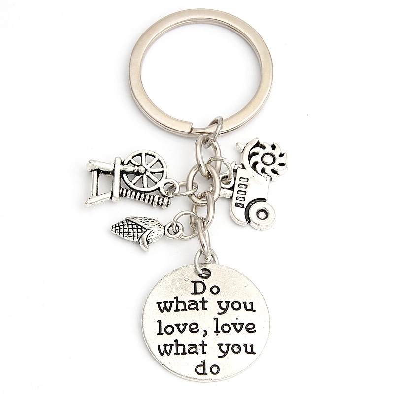 1pc Farmer Keychain Gift Farm Girl Equipment Tractor Keyring Corn On The Cob Do What You Love Jewelry E2048