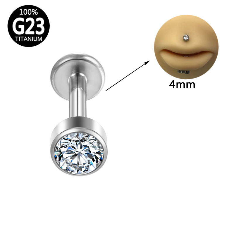 G23 Titanium Piercing Ear Lobe Internal Thread Labret Lip Bar Cartilage Gothic crystal Earring Tragus Stud Punk Body Jewelry