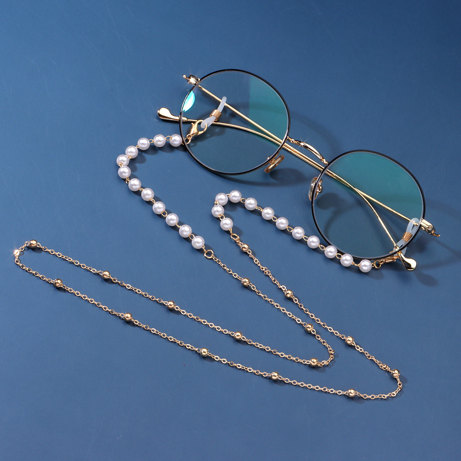 Eyeglasses pearl Chain white Beads plastic Pearl Charm O chain Lobster Mask Hanging Rope Silicone Loops Sunglasses Accessory