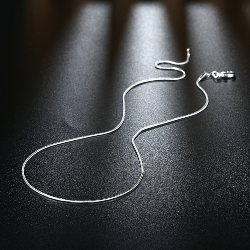 10pcs/lot Promotion! Wholesale 925 Sterling Silver Necklace Silver Fine Jewelry Snake Chain 1mm 16-30inch Necklace for Women Men