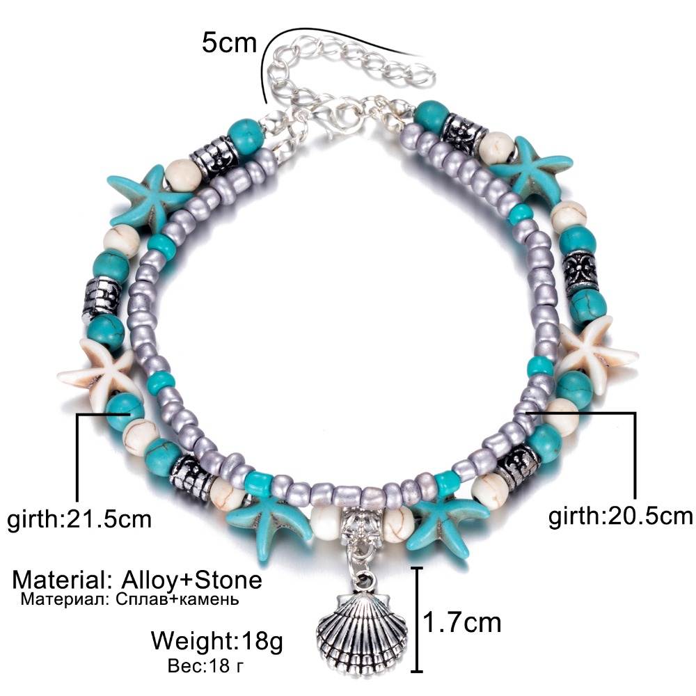 KISSWIFE Vintage She ll Beads Anklets For Women New Multi Layer Anklet Leg Bracelet Bohemian Beach Ankle Chain Jewelry Gift