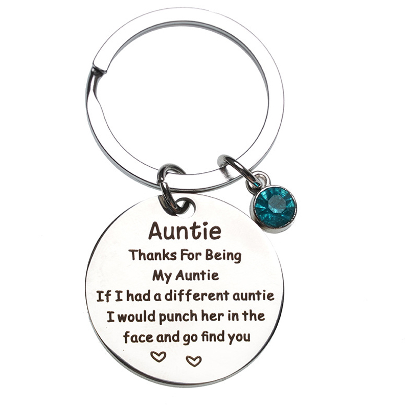 Aunt Niece Keychain With Birthstone Aunt Keychain Thank You for Being My Auntie Mothers Day Gifts for Aunt from Niece Nephew