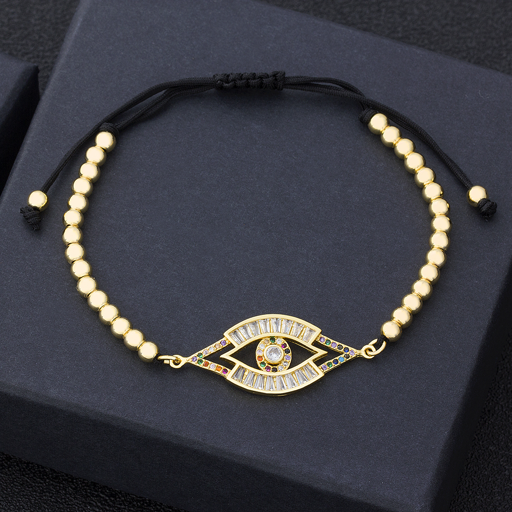 Hamsa Hand Evil Eye Copper CZ Beads Adjustable Bracelet Lucky Turkish Braided Rope Bracelet 5 Styles For Women Men Party Jewelry