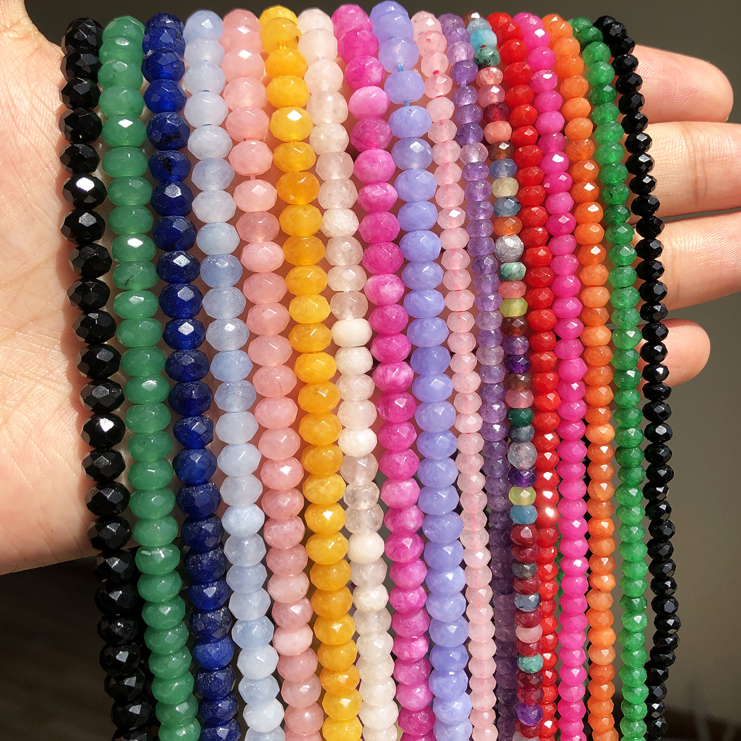 Faceted Multicolor Agates Stone Beads Natural Loose Rondelle Spacer Beads For Jewelry Making DIY Bracelet Necklace Earrings