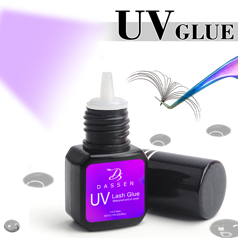 Dassen 5ML Eyelash UV Glue Wholesale 1S Fast Dry Clear Lash Glue Storage False Eyelash Extensions Adhesive Makeup Tools UV Glue