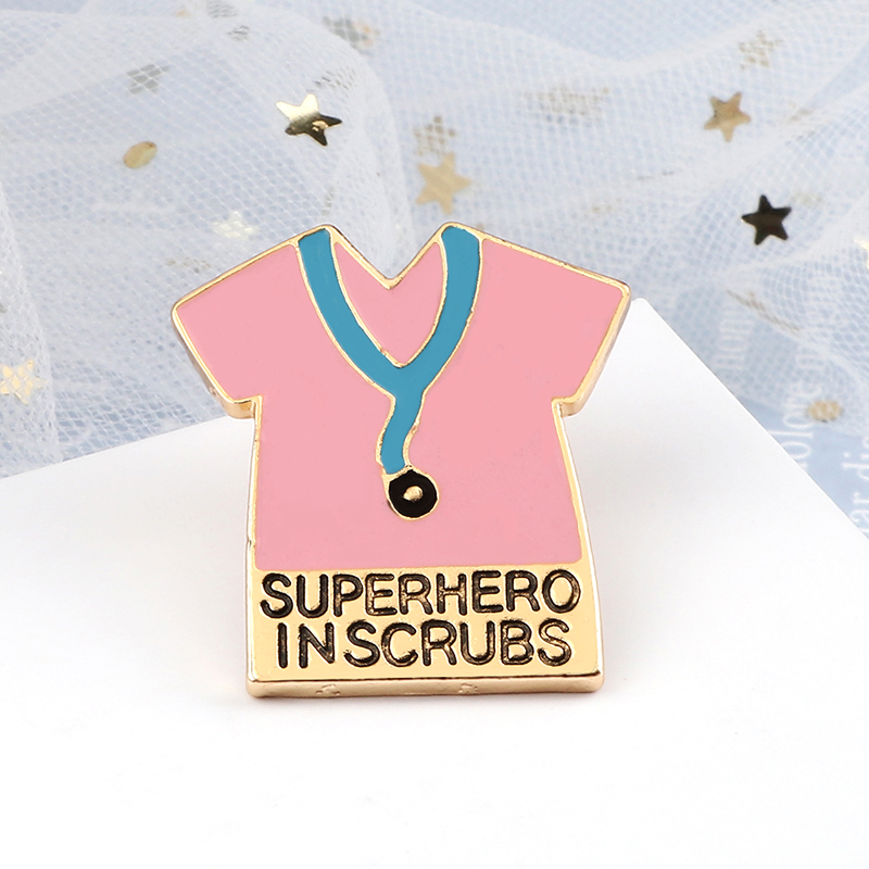 Blue Pink Surgical Gown Enamel Pins Medical Stethoscope Brooch for Doctor Nurse Gift SUPERHERO INSCRUBS Jewelry Coat Lapel Badge