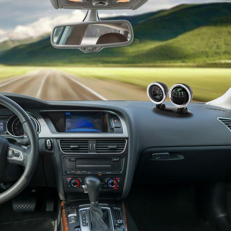 Car Compass with Temperature Tester Multifunctional Clear Scale auto Guide Ball Multifunctional Dashboard Ornaments for vehicles