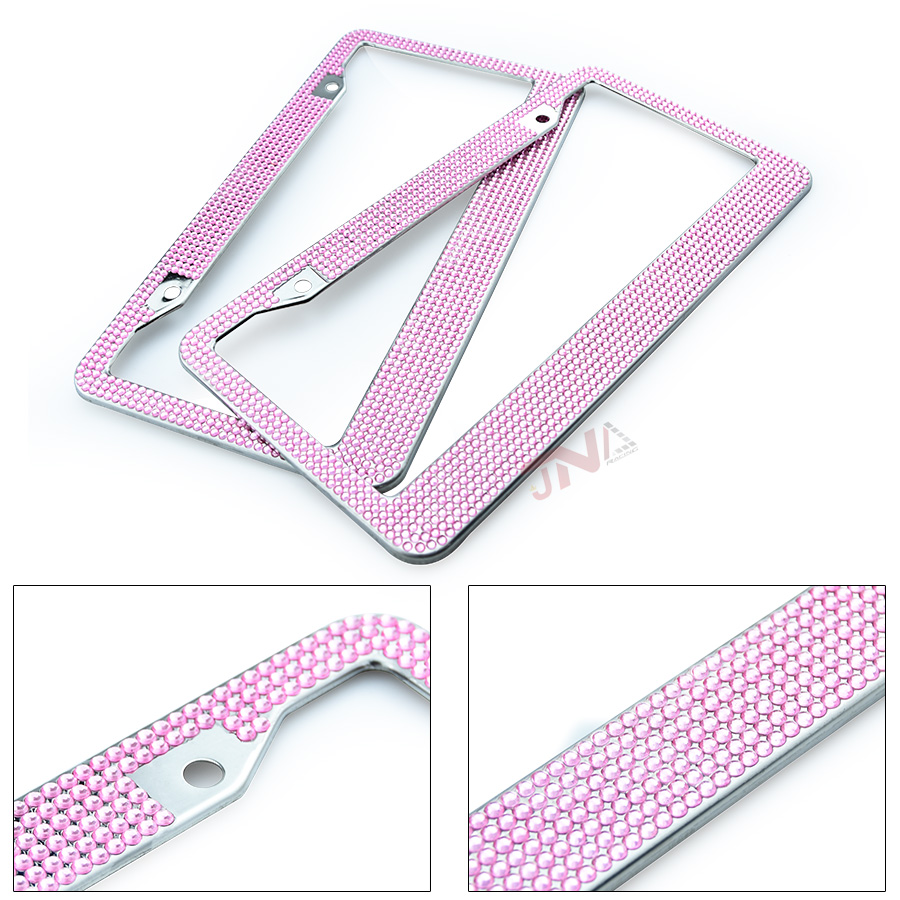 Girl Bling Cryst License Plate Frame Pink/Black/White Glitter Car Frame Plate