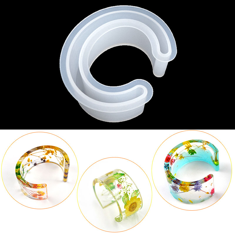 DM074 Egg C Shaped Bracelet Resin Molds Open Design Bangle Moldes De Silicona Para Resina Epoxi For Fai Da Te Jewelry Making