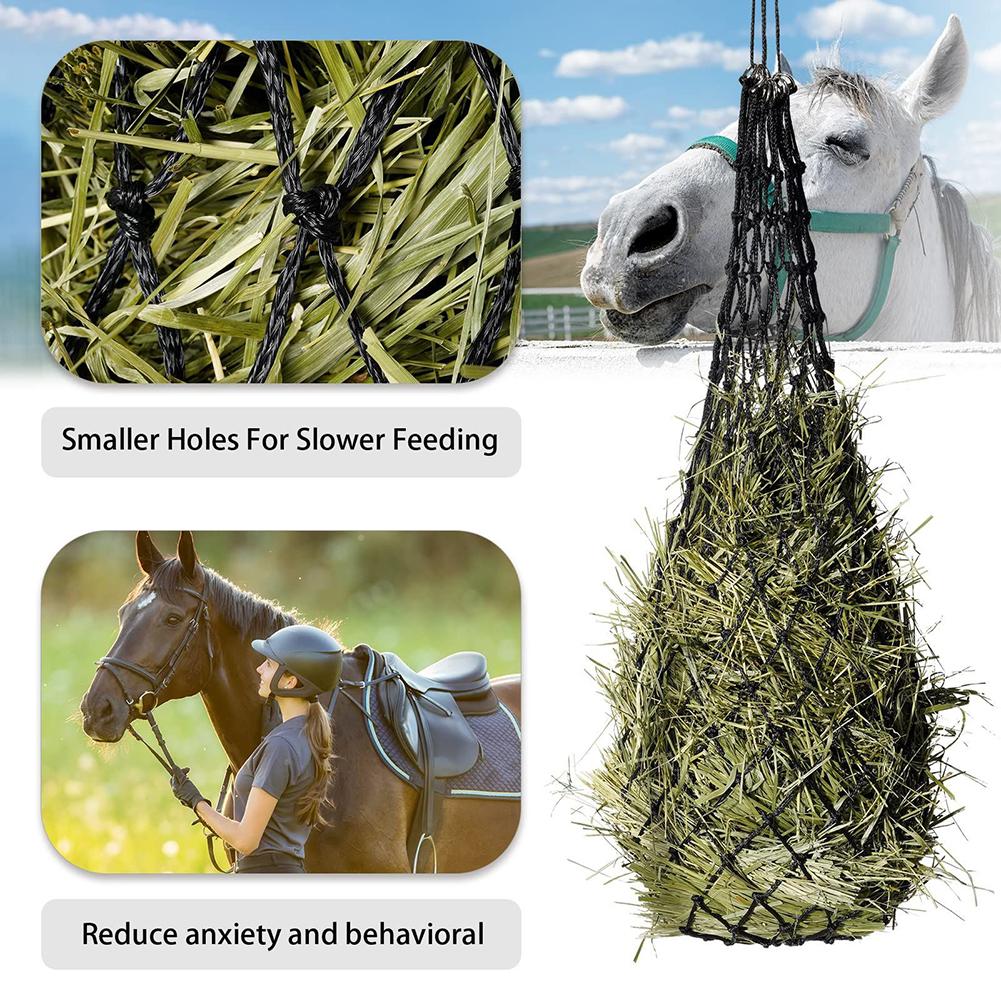 Slow Feed Hay Feeder for Horses Goat Feeder Hay Net 2 X 2 Inch Holes Large Capacity Portable Hanging Hay Net Bags For Horse