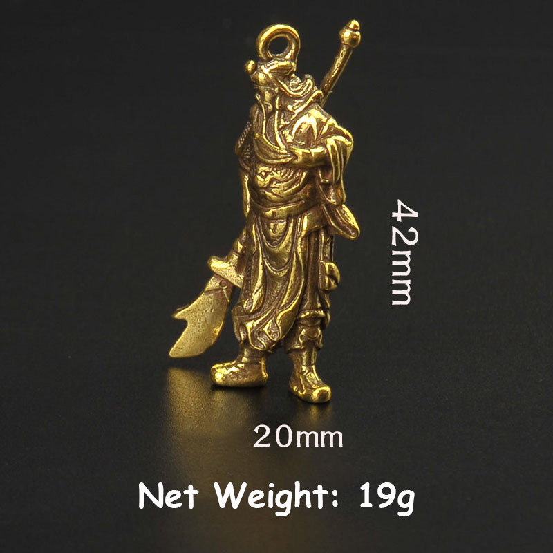 Solid Pure Copper Guan Gong Knife Sword Car Keychain Pendants Luggage Bag Hanging Jewelry Accessories Brass Key Chain Ring Gifts