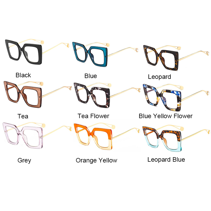 Elegant Clear Green Leopard Reading Glasses Women Oversized Square Eyeglasses Blue Light Blocking Glasses For Computer Wives +2