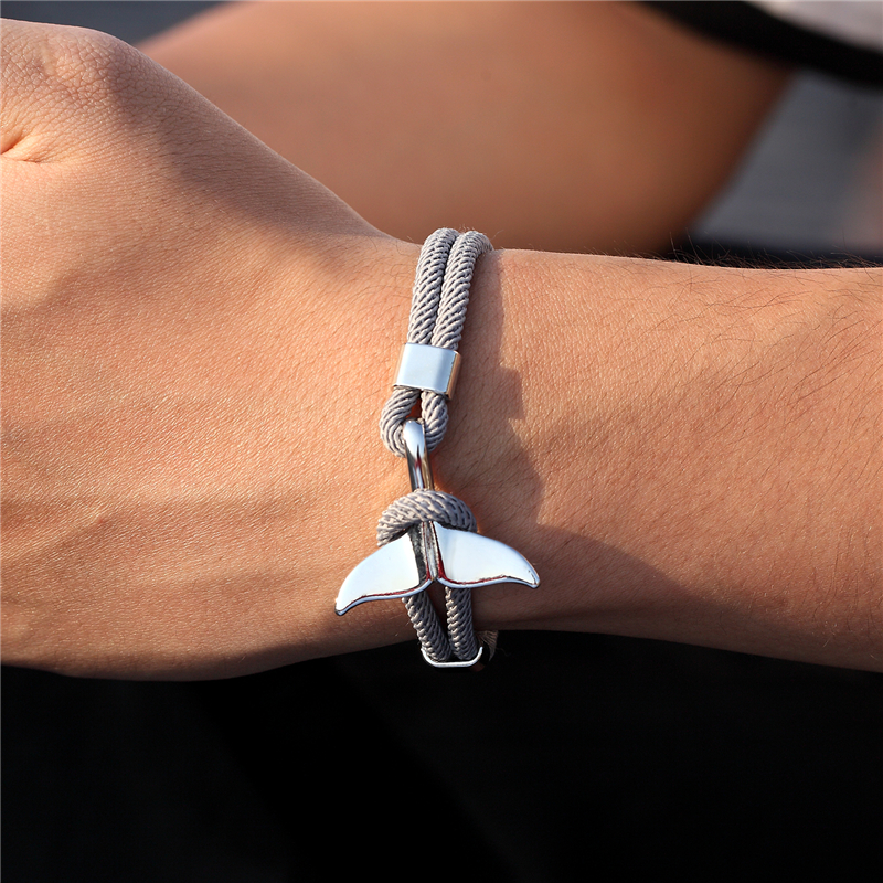 Charm Couple Whale Tail Rope Bracelet Men Colorful Survival Anchor friendship Bracelets Women Homme friendship jewelry Handmade