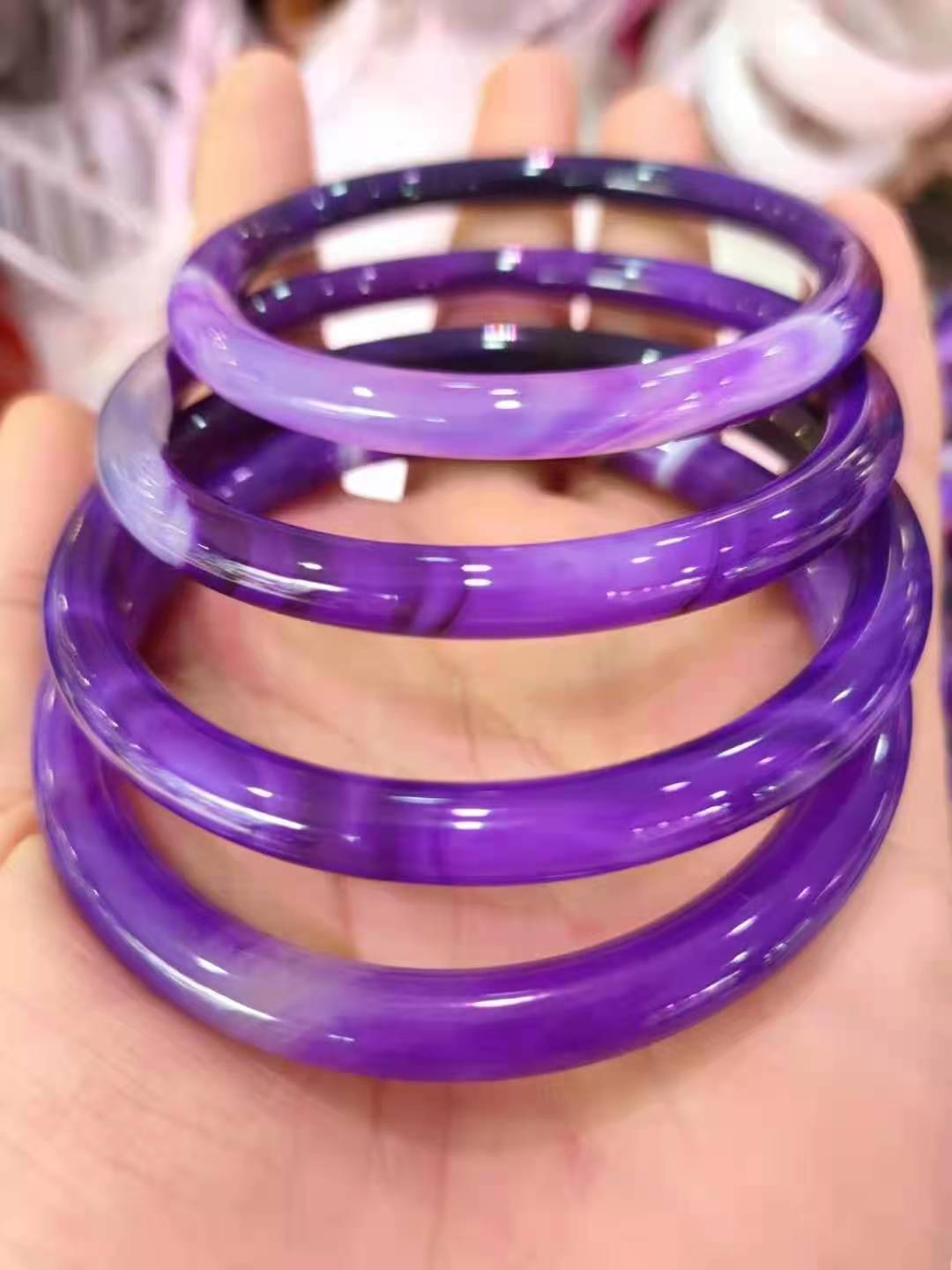 Natural Original Ecological Agate Chalcedony purple bracelets women Class A Circular jade bangle jewelry Exquisite Bangle Gift