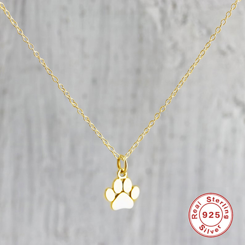 ROXI Cute Animal Paw Charm Choker Necklace 925 Sterling Silver Dog Cat Paw Pendant Necklace Women Jewelry Accessories Party Gift