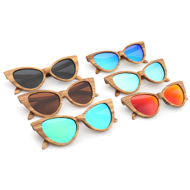 HDCRAFTER Cat Eye Sunglasses Wood Polarized Sun Glasses Vintage Wooden Sunglass for Women