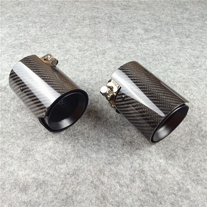 1PC Single Car Exhaust Tip With M Logo Tail Pipe Glossy Plain Muffler Pipe For BMW M2 M3 M4 Car Replacement Parts