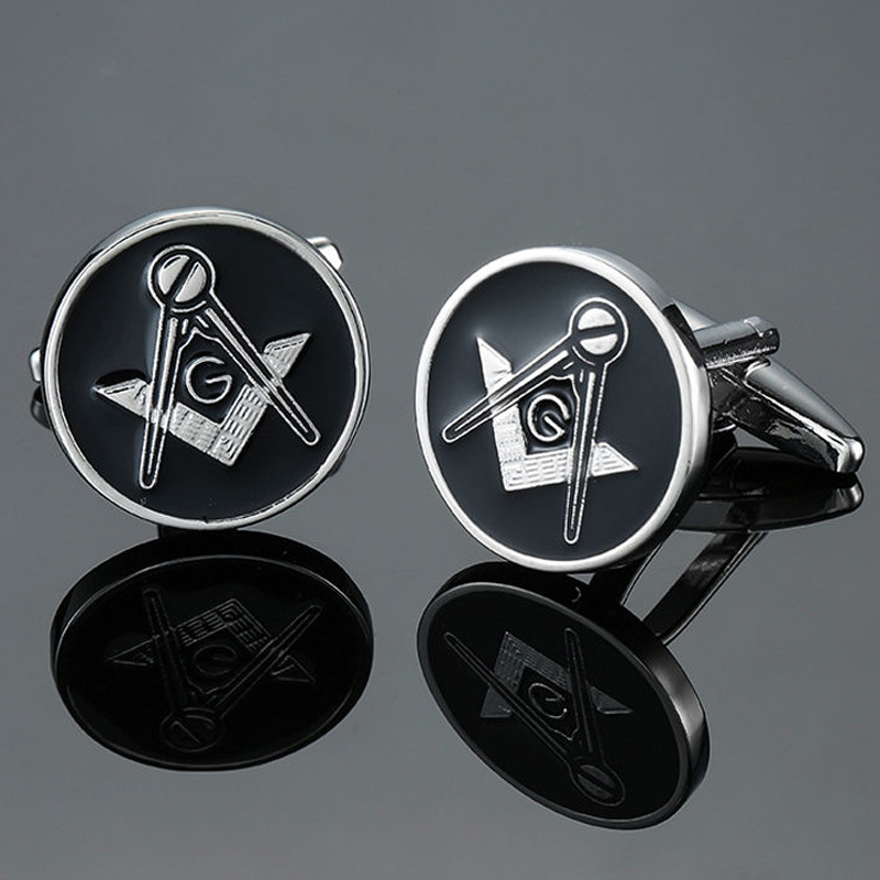 Hot Sale Men Cuff Links Freemasonry Cufflinks Masonic Cuff Buttons Sleeve Designer for Masonry Square and Compass with G