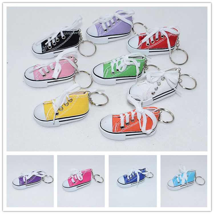 24pcs/Lot 3D Novelty Canvas Sneaker Tennis Shoe Keychain Key Chain Party Jewelry Keyring for Men And Women