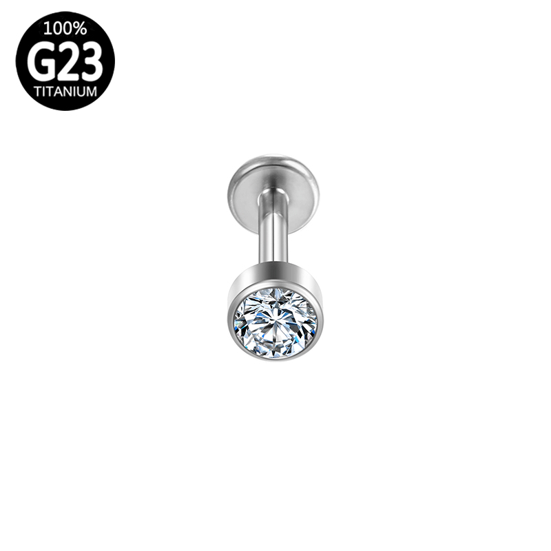G23 Titanium Piercing Ear Lobe Internal Thread Labret Lip Bar Cartilage Gothic crystal Earring Tragus Stud Punk Body Jewelry