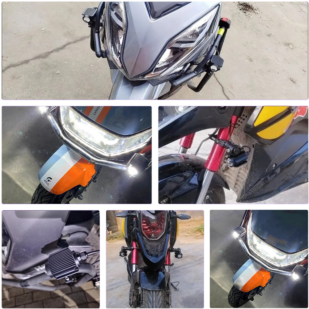 Auxiliary LED Headlight For Motorcycles Fog Lights Focus 12-80V Long Range Additional Scooter ATV UTV E-bike Moto Spotlights