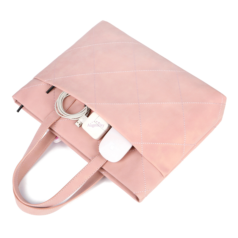 Ladies Laptop Bag PU Leather Messenger Case Briefcase For Macbook 13.3 14 15.6Inch Notebook Handbags Women's Shoulder Mouse Bags