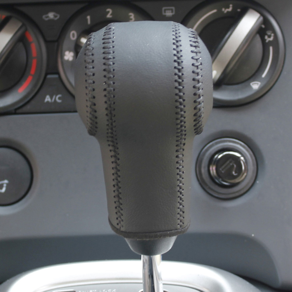 Black Genuine Leather Car Gear Head Shift Collars Cover for Nissan Qashqai X-Trail Automatic Gear Shift Knob Case