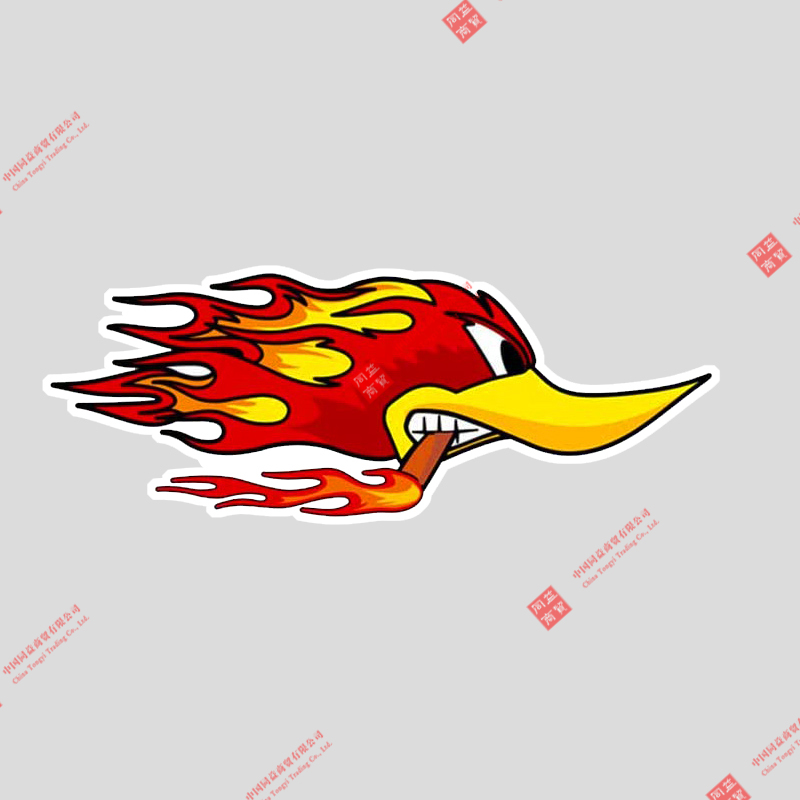 Funny Cool Fire Duck Smoking Car Sticker Decal Decor for RV Auto Motocross Racing Laptop Helmet Trunk Wall PVC
