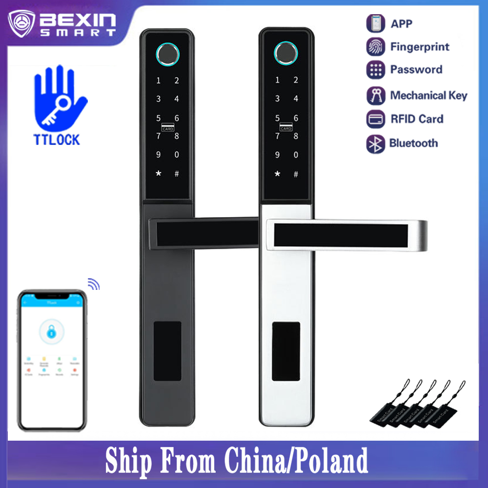TTLock waterproof biometric fingerprint door Locks electronic Smart door lock RFID Card code lock For Aluminum Glass Door VD02