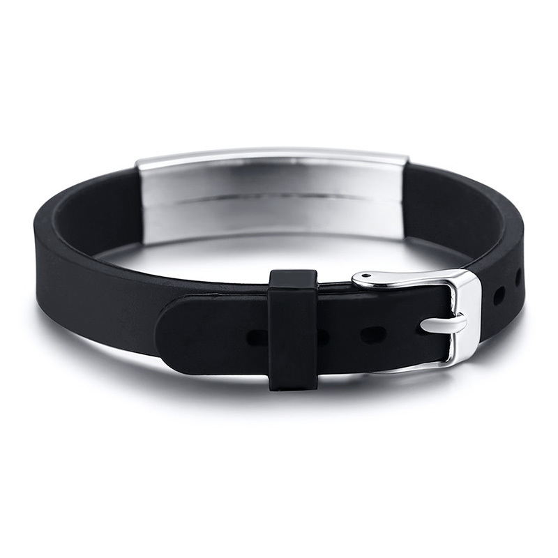 DIABETES EPILEPSY ALLERGY COPD ALLERGY WARFARIN ASTHMA PACEMAKER Men's Black Silicone Adjustable Medical Alert ID Bracelet