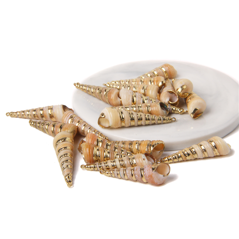 Wholesale Sea Shell Pendants For DIY Making Jewelry Accessory Necklace 2-10 pcs Irregular Conch Plated Cowries Charm Earrings