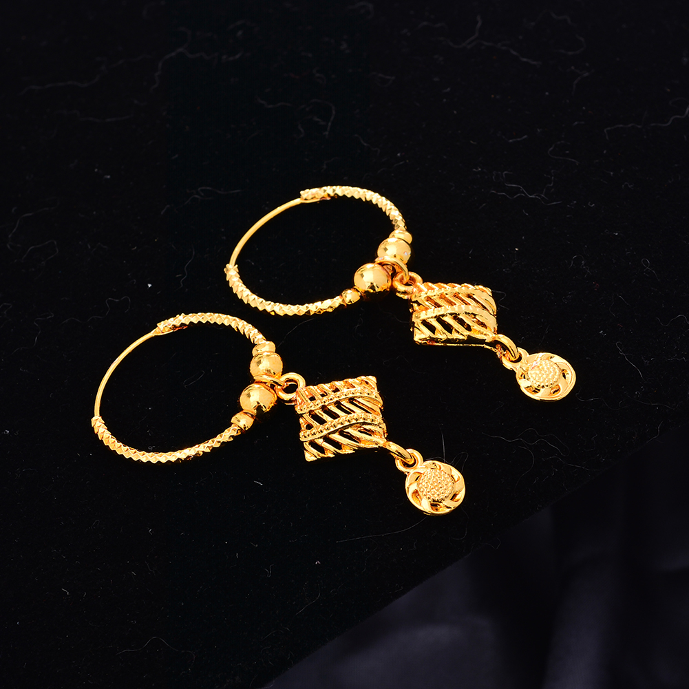 Ethiopia 24k Gold Color Earrings Dubai Earrings For Women Girls African Party Wedding Gifts Earrings Gift