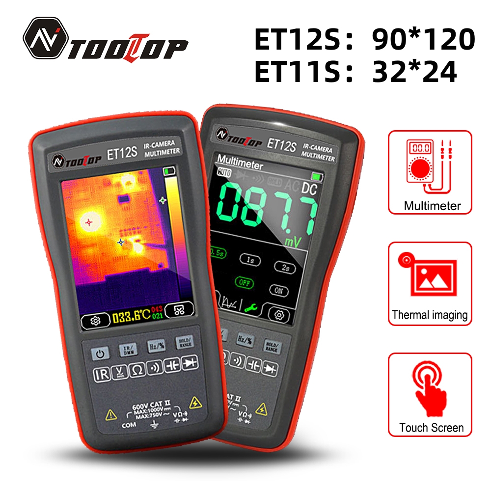 TOOLTOP 2.8-Inch Touch Thermal Camera Multimeter Data Transfer Thermal Imaging Heat Camera For Pipeline Leak Electronics Repair