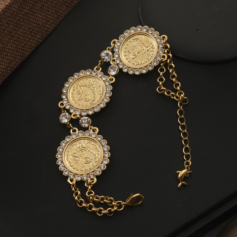 Wholesale Turkish Coin Bracelets Dubai Muslim Middle East Charm Bracelets Ladies Jewelry Wedding Gifts Algeria Ladies Bracelets