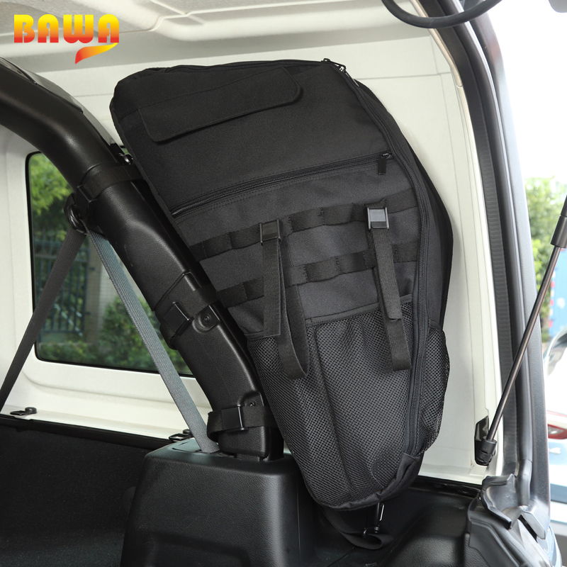Roll Bar Storage Bag Cargo Cage with Multi-Pockets Organizers Cargo Bag Saddlebag Tool For 4-door Jeep Wrangler JL JK 2007-2022
