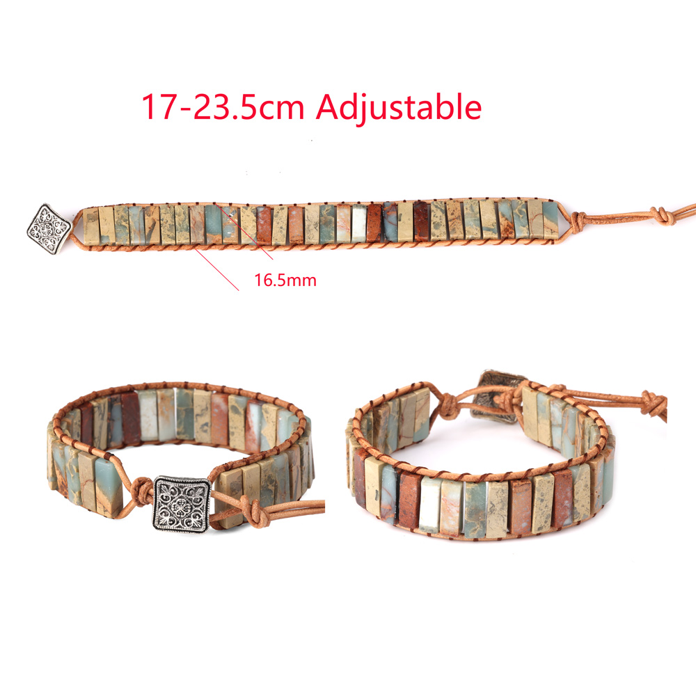 High Quality Multicolor Bracelet Natural Stone Gem Leather Tibetan Gypsy Adjustable Bead Wrap Bracelet Jewelry Collection