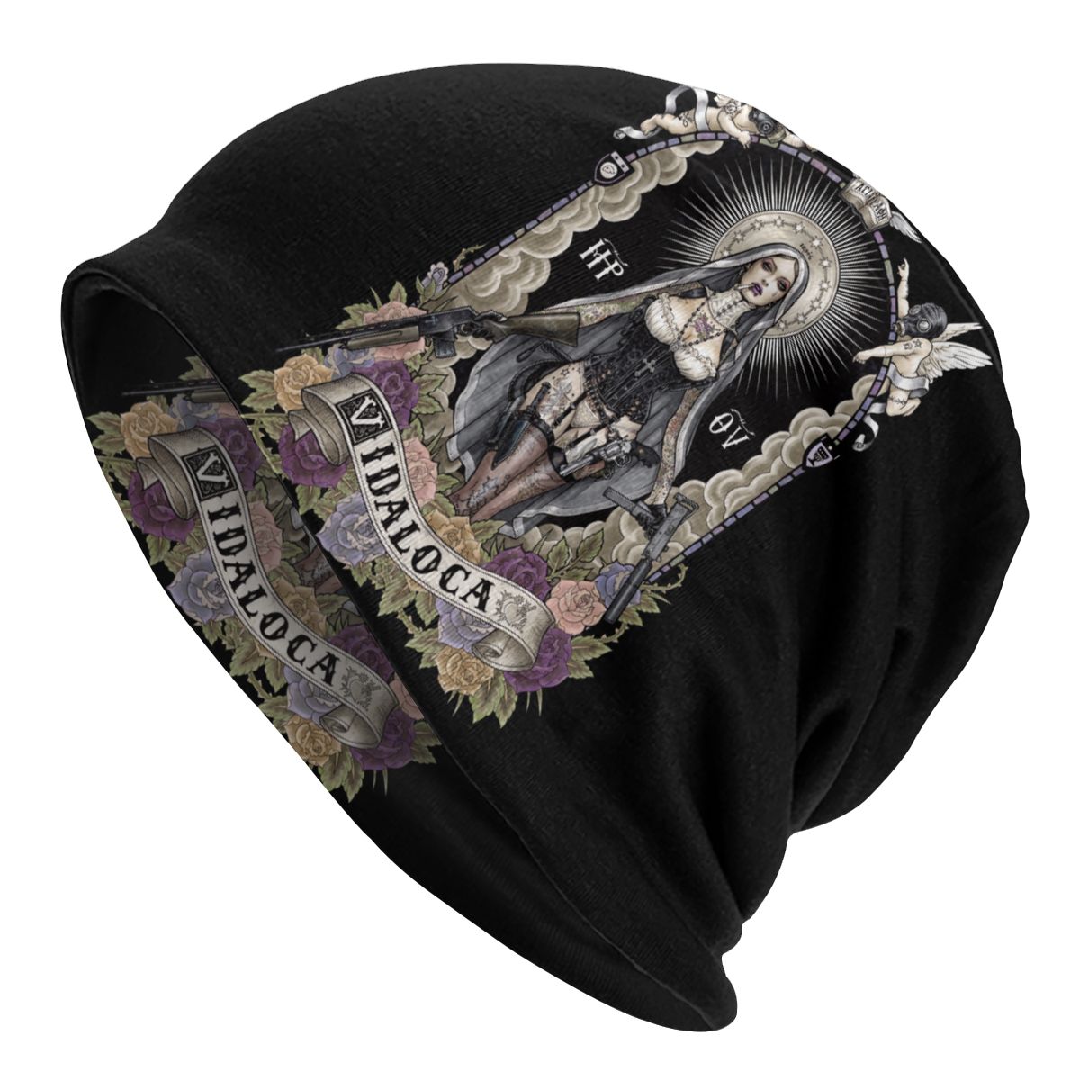 Santa Muerte Bonnet Beanie Knitting Hat Men Women Streetwear Lady of Holy Death Mexican Skull Warm Winter Skullies Beanies Caps
