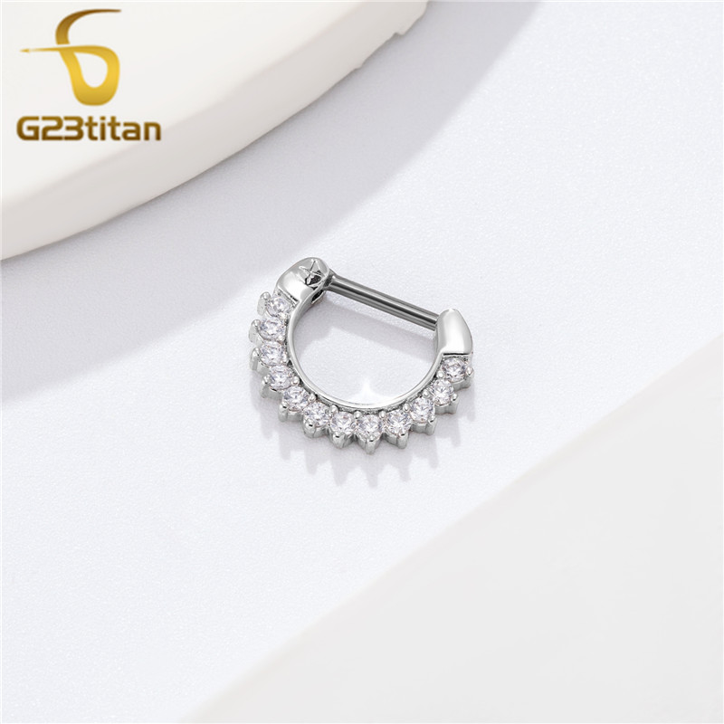 Cubic Zirconia Nose Hoops Septum Clickers Daith Earrings Titanium Piercing Body Jewelry 16G Ear Cartilage Helix Lobe Rings