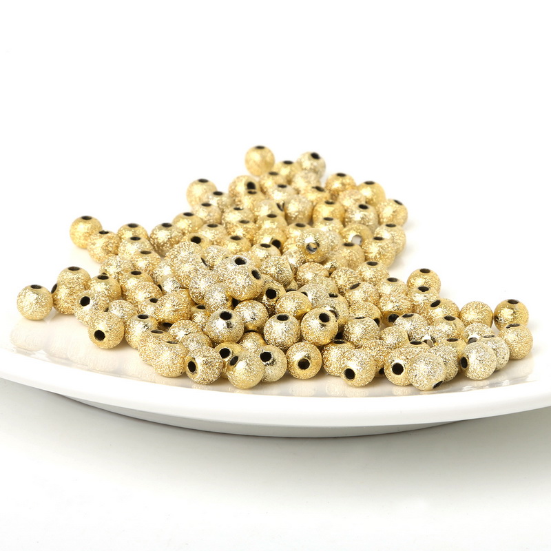 6mm/8mm/10mm/12mm Gold/Silver Color Mixed Round Spacer Beads Frosted Ball End Seed Beads For Jewelry Making Necklace Bracelet