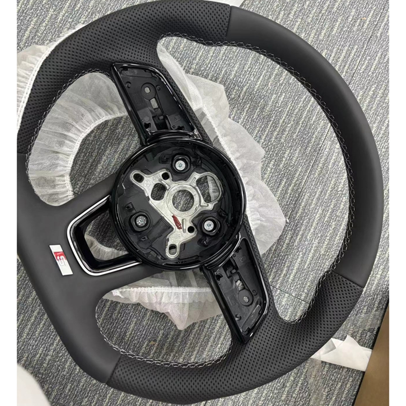 Steering Wheel For Audi A3 A4 A5 S3 S4 S5 2017-2022 Full Leather Flat-bottom Steering Wheel Sports Perforated Semi Perforated