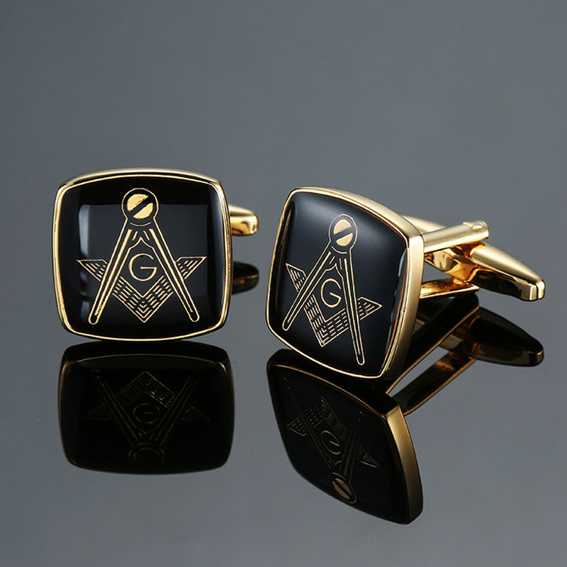 Hot Sale Men Cuff Links Freemasonry Cufflinks Masonic Cuff Buttons Sleeve Designer for Masonry Square and Compass with G