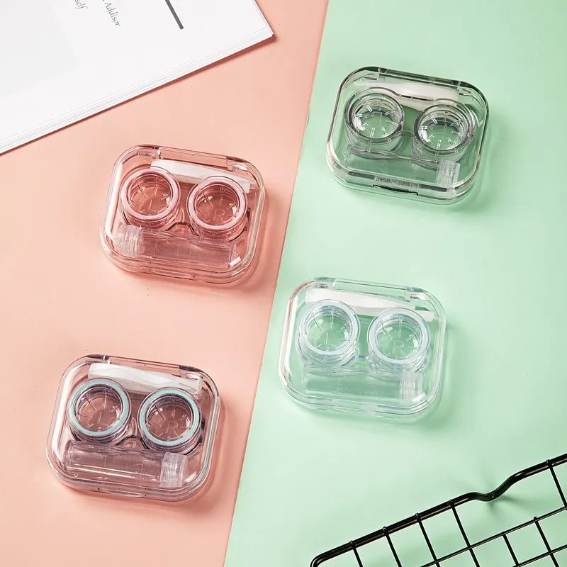 Women Pupils Clear Colour Eye Contact Lenses Case Plastic Mini Contacts Lens Box Set with Colored Lenses Tweezers Stick Tool Set