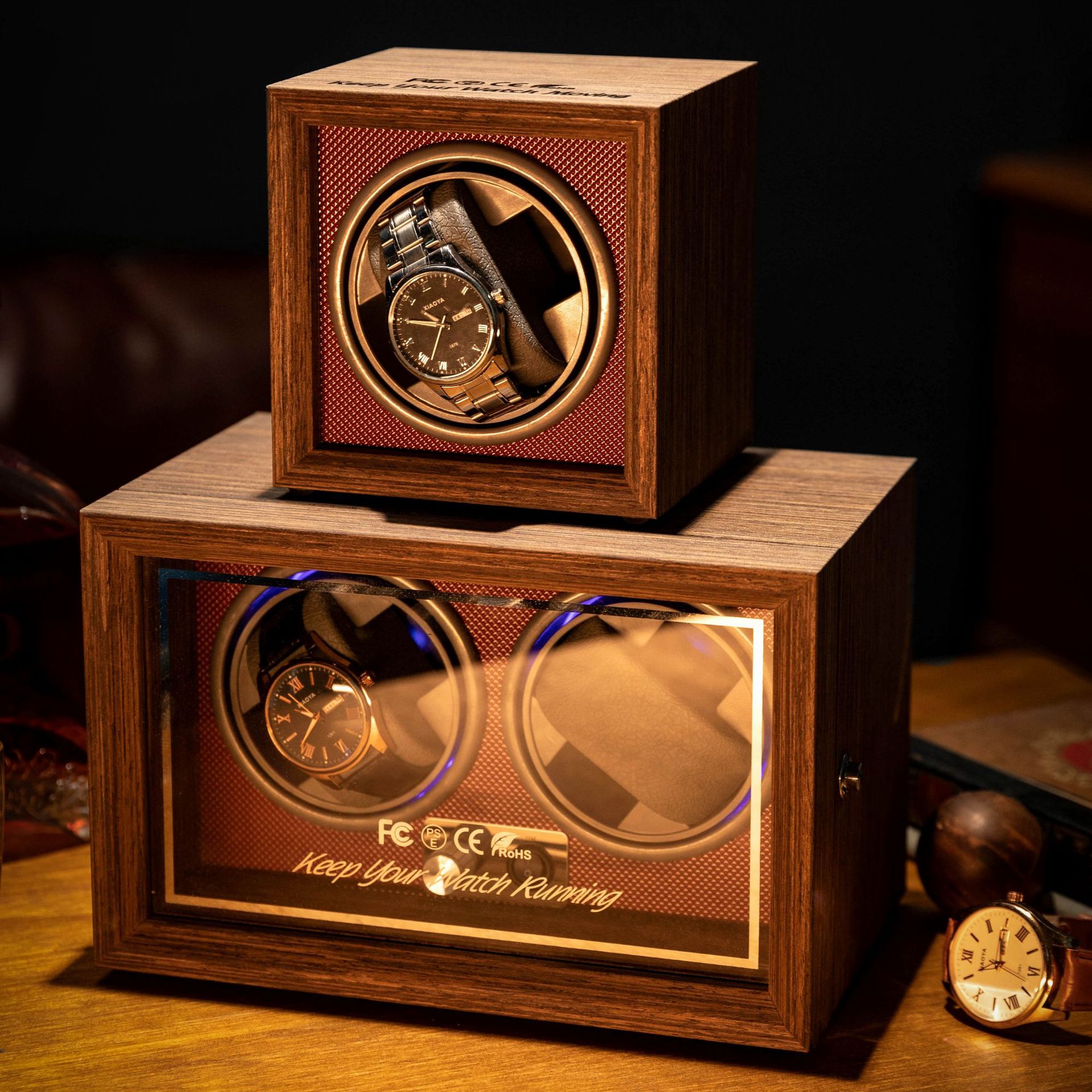 Single Automatic Megger Watch Winder Wood Housing Wood Aroma Watches Winder Box for Home Automatic Store Wholesale Box 13 CmCus