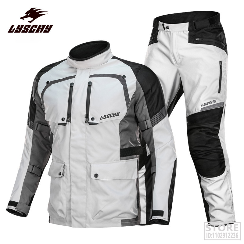 LYSCHY Motorcycle Jacket Pants Suit Cold-proof Waterproof Winter Men Motorbike Riding Moto Protective Gear Armor Clothing