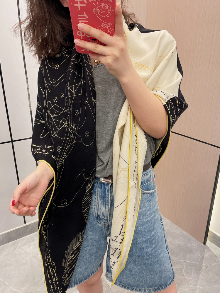 Horse Silk Wool Square Scarf Hand Rolled Luxury Branded Wool Big Scarf For Women 140cm Scarfs Shawls Poncho Pashmina