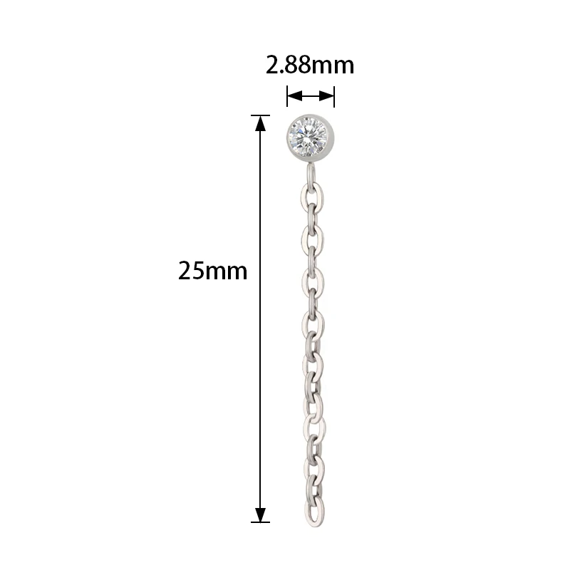 1Pc G23 Titanium Chain Dangling Cartilage Earrings Stud 16g Internally Threaded CZ Gem Helix Ear Tragus Piercing Jewelry