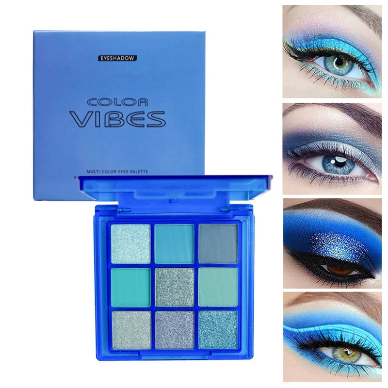 9 Colors Glitter Eyeshadow Palette Purple Violet Shimmer Pearlescent Matte Acrylic Eye Shadows Palette Waterproof Eye Make Up 240624