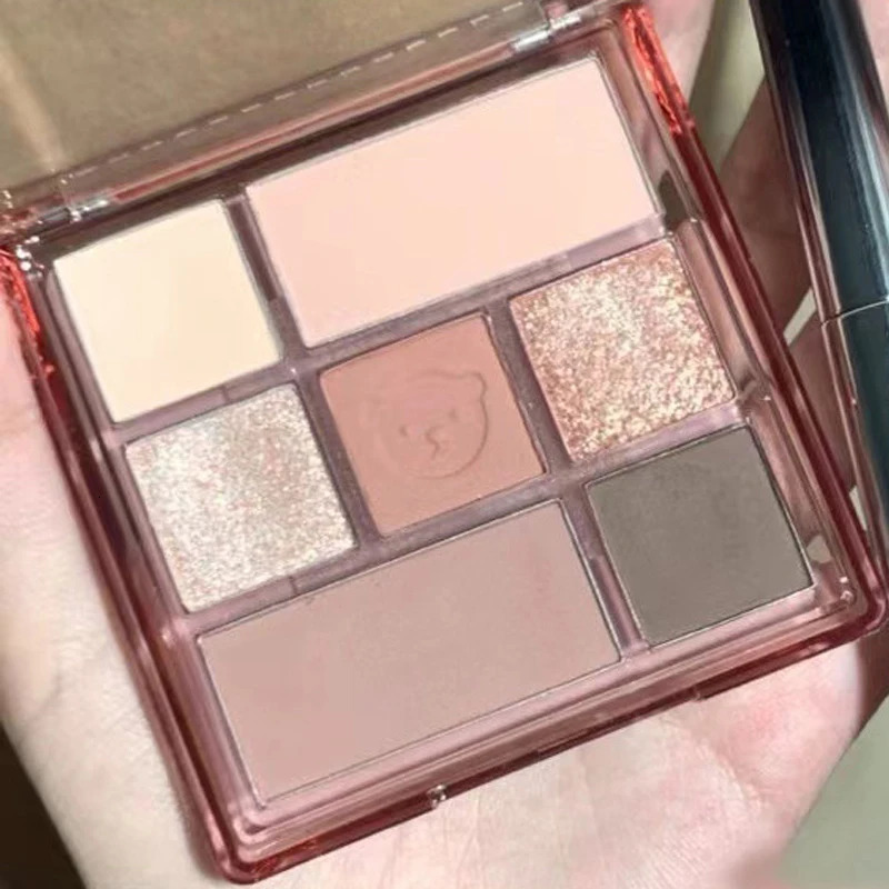 7-Color Eye Shadow Palette Low Saturation Full Matte Korean Eye Makeup Grey Rose Long Lasting Nude Earth Color Eye Pigment 240624