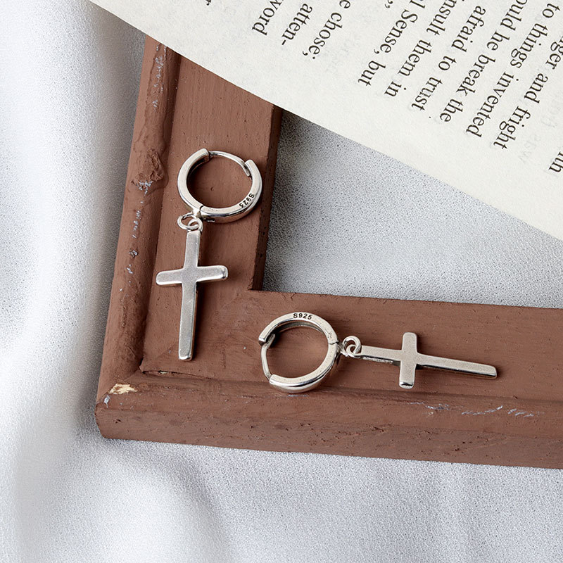 QMCOCO Silver Color Creative Design Of Cross-Shape Stud Earrings For Women Charms Earrings Fine Jewelry Party Gifts