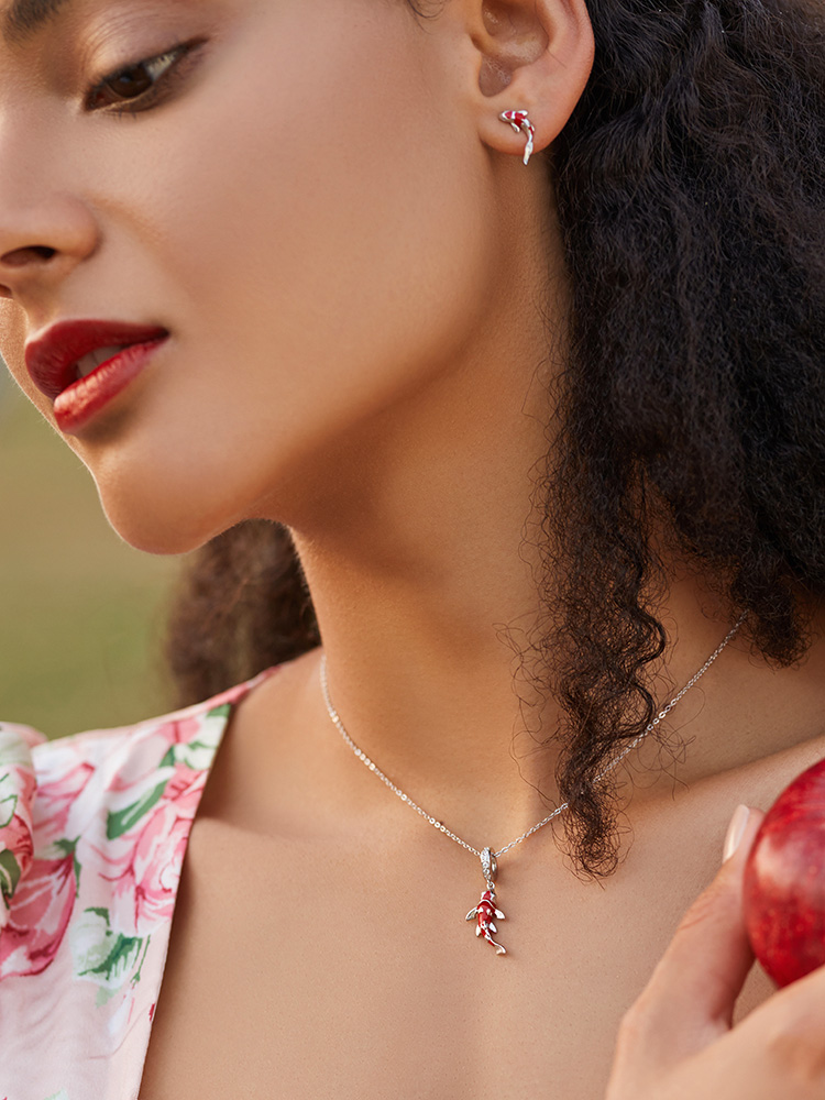 Bamoer 925 Sterling Silver Red Enamel Fish Pendant Lucky Koi Dangle Charm Fit Women Bracelet Necklace DIY Fine Jewelry BSC085